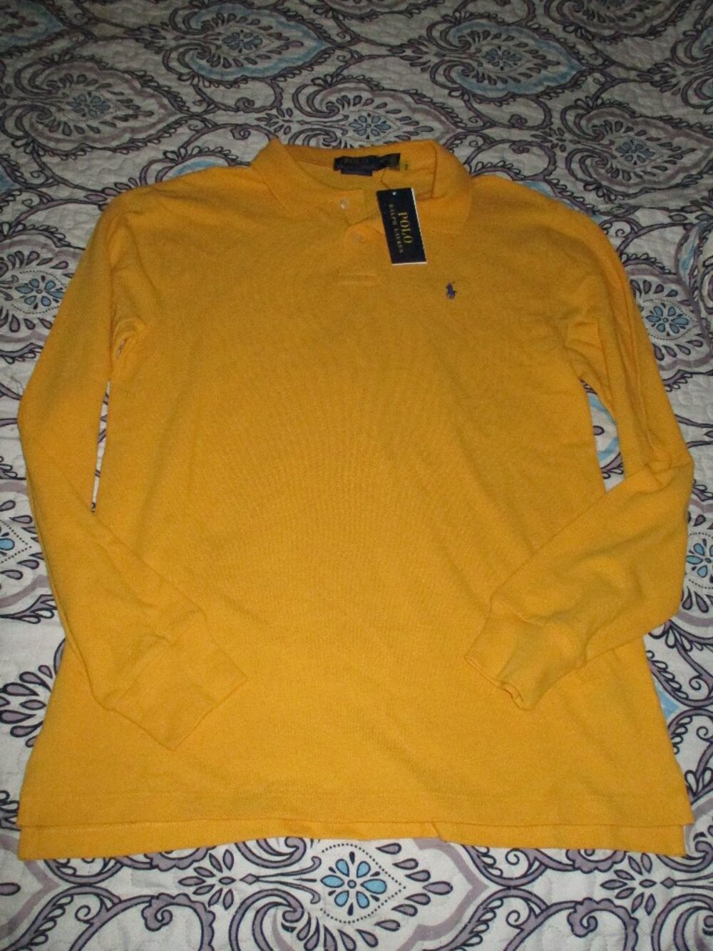 NWT Polo Ralph Lauren Gold Bugle Polo shirt size: XL   18-20 Boys Long Sleeve